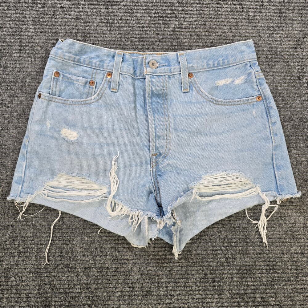 Levi's 501 Cutoff Shorts Womens 28 Distressed Light Wash Raw Hem Summer